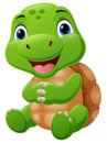 Cute baby turtle cartoon sitting Royalty Free Stock Photo