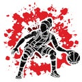 Basketball Action Female Player Cartoon Sport Graphic Vector Royalty Free Stock Photo
