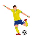 Soccer Player Shooting, Football Player Kicking ball Illustration Royalty Free Stock Photo