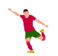 Football Player Kicking ball, Soccer Player Shooting. Royalty Free Stock Photo