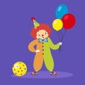 Clown with balloons. Vector illustration in a flat style. Royalty Free Stock Photo