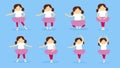 set of cute little girls dancing ballet in different poses Royalty Free Stock Photo