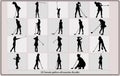 Female golfers silhouettes,Golf Player set,Girl playing golf,Vector silhouette of a woman golf player Royalty Free Stock Photo