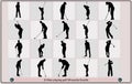 Man playing golf,black sketch golfer,A set of golfer sports people playing golf in various poses Royalty Free Stock Photo