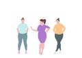 Colorful overweight women silhouette drawing