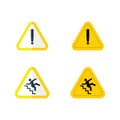 warning signs of high voltage hazard and fall from stair isolated on a white background vector Royalty Free Stock Photo