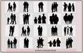 Family silhouettes, Parents Illustrator Set,Vector, isolated silhouette family,