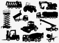 Set Of heavy duty industrial vehicles Silhouettes