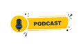 Podcast label. Studio microphone icon isolated on background. Vector illustration