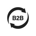 Business to Business icon with arrows on background. B2B sign. Vector illustration