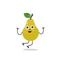 Pear fruit cartoon. Cute vector set of pear fruit character in different action emoticon. Royalty Free Stock Photo
