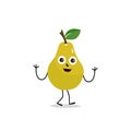 Pear fruit cartoon. Cute vector set of pear fruit character in different action emoticon. Royalty Free Stock Photo