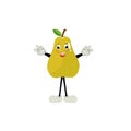 Pear fruit cartoon. Cute vector set of pear fruit character in different action emoticon. Royalty Free Stock Photo
