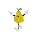 Pear fruit cartoon. Cute vector set of pear fruit character in different action emoticon. Royalty Free Stock Photo
