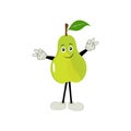Pear fruit cartoon. Cute vector set of pear fruit character in different action emoticon. Royalty Free Stock Photo