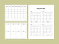 Minimalist undated personal planner page templates. Monthly Plan, Weekly Plan, Habit Tracker. Vector illustration