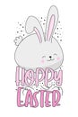 Hoppy Easter - cute hand drawn bunny isolated on white background.