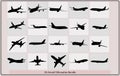 Silhouette of airplane shadow,Military aircrafts icon set,Fighter jet aircraft silhouette vector