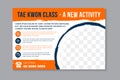 Tae kwon do class, a new activity flyer design template