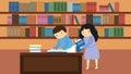 girl and boy reading books in library Royalty Free Stock Photo