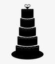 Wedding Cake Icon, five tier wedding cake Silhouette. Royalty Free Stock Photo