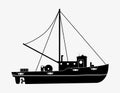 Fishing Boat Vessel, Ship Silhouette Royalty Free Stock Photo