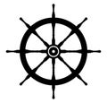 Old wooden Ship Wheel Silhouette, Vessel steering wheel