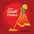 easy to edit vector illustration of Gudhi Padwa spring festival