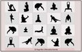 silhouette man in yoga posture,silhouette of a man doing meditation,Yoga siluettes in vector,meditating man