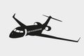 Flying Business Jet Silhouette, Civil Private Jet Aircraft