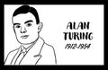 Sketch Drawing of Alan Turing Portrait