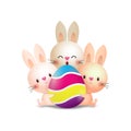 Happy Easter Little Rabbit Bunny with a painted egg, banner template Royalty Free Stock Photo