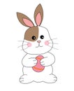Easter Bunny. Rabbit with a pink egg in its paws. Illustration vector animal for icons, stickers, postcards. Royalty Free Stock Photo