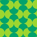 Mid century modern ogee scallop jade green and mint green shapes seamless pattern.