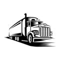 Livestock truck icon. Black silhouette. Side view. Large tractor with semitrailer.