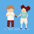 Little girl and boy shaking hands. Vector illustration Royalty Free Stock Photo