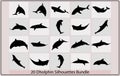 Dolphin Silhouettes,Dolphins graphic icons set Silhouette,Vector set of black silhouettes of dolphins