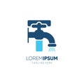 Letter T Initial Water Faucet Logo Design Vector Icon Graphic Emblem Illustration
