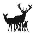 Deer animal family silhouettes Royalty Free Stock Photo