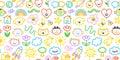 Colorful funny children doodle icon seamless pattern Royalty Free Stock Photo