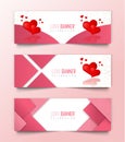 Love banner vector symbols of love for Happy Women\'s, Mother\'s, birthday greeting card design. Royalty Free Stock Photo