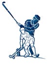 Field Hockey Sport Team Male Players Mix Action Cartoon