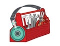 tool kit and music headset logo design Royalty Free Stock Photo