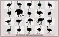 ostrich silhouette collection,silhouette of ostrich,Set of ostrich silhouettes,set of ostrich logo
