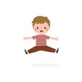 cute little kid jumping and dancing flat style, happy child activities, children playing Template for advertising cartoon Royalty Free Stock Photo