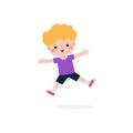 cute little kid jumping and dancing flat style, happy child activities, children playing Template for advertising cartoon Royalty Free Stock Photo