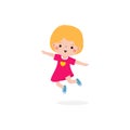 cute little kid jumping and dancing flat style, happy child activities, children playing Template for advertising cartoon Royalty Free Stock Photo