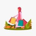 shopping muslim cartoon illustration