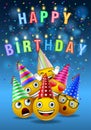 Birthday emoticon background design. Royalty Free Stock Photo