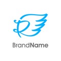 Initial R RIbbon Wing Logo Royalty Free Stock Photo